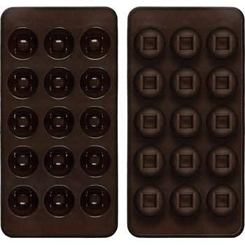 Shibby - 2er Set Pralinenformen aus Silikon - Rund/Quadratisches Design