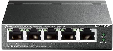 TP-Link TL-SF1005P | 5 Port Fast Ethernet PoE Switch | 4 PoE+ 10/100 Mbps Ports @67W | Desktop | Plug & Play | Sturdy Metal w/ Shielded Ports | Fanless | Extend & Priority Mode