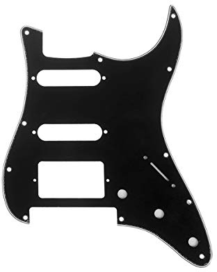 Musiclily Pro 11 Löcher HSS Strat Pickguard Gitarren Schlagbrett für Fender American/Mexican Standard Stratocaster Modern Style E-Gitarre mit Floyd Rose Bridge Cut,3 lagig Schwarz