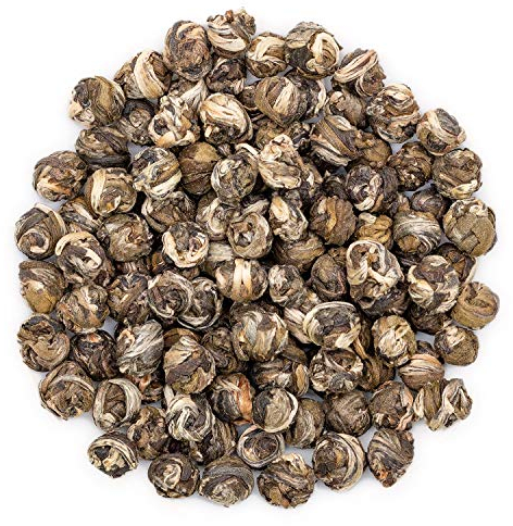 Oriarm Perles De Jasmin Thé Vert en feuilles 100 grammes - Dragon Perle Jasmine Chine - Thé En Vrac Jasmine Pearls Green Tea 2nd grade