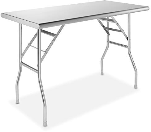 GRIDMANN Stainless Steel Folding Table 48 x 24 Inch, NSF Kitchen Prep & Work Table