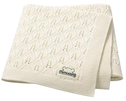 mimixiong Babydecke - 100% Babydecke Baumwolle - atmungsaktive Baby Decke - Kuscheldecke Baby Geschenk Junge & Mädchen (Elfenbein)