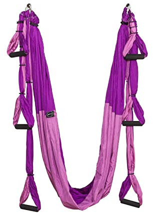 Elina Pilates Yoga Hammock Yoga-Schaukel 250 x 145 cm, Suspensionstraininggerät, Suspensionstrainer, Lila