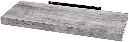 WOLTU vägghylla, CD/DVD-hylla, bokhylla, träbräda, 60 x 22,9 x 3,8 cm, grå ek, RG9319grei