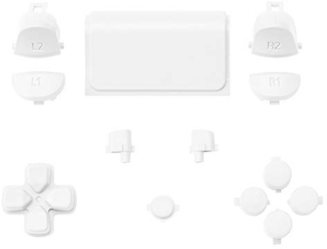 eXtremeRate Ersatz Knöpfe kompatibel mit ps4 Controller, Ersatzteile D-Pad/R1 L1 R2 L2 Trigger Tasten/Aktionstasten/Share/Option/Touchpad Buttons Set für ps4 Pro Slim CUH-ZCT2 Controller-Schneeweiß