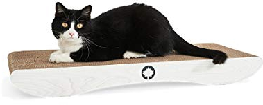 CanadianCat Company | Kratzkarton Comet XL | 75 x 30 x 8 cm | Kratzmöbel, Kratzbrett | XXL Qualitäts-Pappe +Katzenminze | weiß gemastert