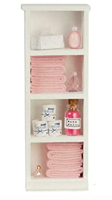 Town Square Miniatures Puppenhaus Schmal Regal Pink Handtücher & Zubehör 1:12 Badezimmer Möbel