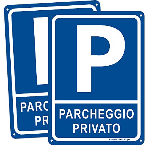 2pz Cartello Metallo Segno di Parcheggio Privato, Segnale Alluminio Blu, 250 * 350mm