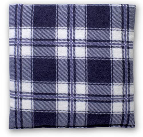 Cojín de semillas de colza, 24 x 24 cm, franela a cuadros, color azul