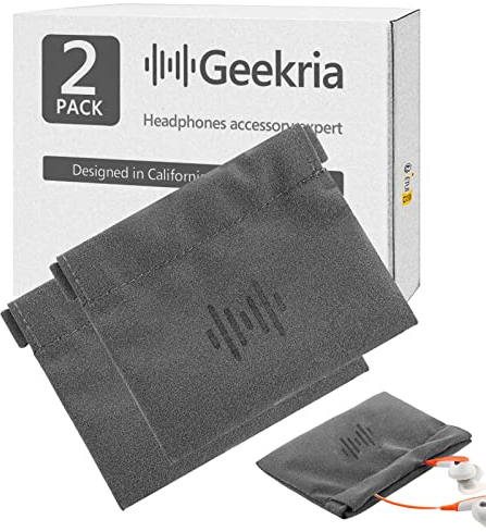 Geekria, custodia morbida elastica in poliuretano per auricolari, borsa per il trasporto delle cuffie, custodia universale per cuffie, portamonete, borsa da viaggio portatile Gary (Grigio/2pcs)
