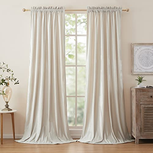 Creme Elfenbein Samt Vorhänge für Wohnzimmer Blackout Thermisch isoliert 2 Paneele Rod Pocket Verdunkelung Vorhänge für Schlafzimmer 140 x 225 cm