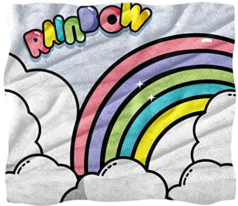 Fleece-Überwurfdecke, schöner Regenbogen mit Wolken im Himmel für Couch, Sofa oder Bett, gemütliche, weiche Decken