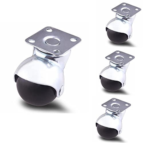 FREAZE 40mm Drehbar Kugelrollen Möbelrollen Für Couch Vintage Lenkrollen Mit Metallplatte, Kunststoff Räder Robust Langlebig 4 Stück (Size : 4swivel)