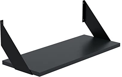 AKKE Wandregal - Hängeregal mit 18 mm Möbelplatte und Metallhalterungen - Wandablage für Moderne Wohnräume, Bücher, Pflanzen und Deko - Loft Flat 50 cm x 20 cm Schwarz