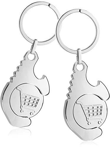 COM-FOUR® 2x portachiavi multifunzione - portachiavi con portachiavi, apribottiglie, chip per carrello della spesa, apriporta e pulsantiera