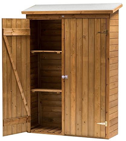 AXI Olivier Gartenschrank aus Holz in Braun | Geräteschrank/Geräteschuppen für den Garten mit 2 festen Ablagen | 131 x 180 cm