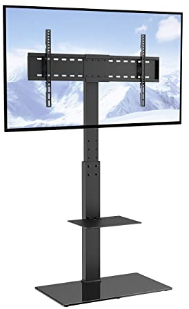 VEVOR Support TV Pivotant pour Télévisions de 81,3 à 216 cm, Meuble TV sur Pied, Portable et Réglable en Hauteur, Capacité de Charge de 45 kg, Max VESA 400x800 mm, pour Salon Maison Bureau Classe