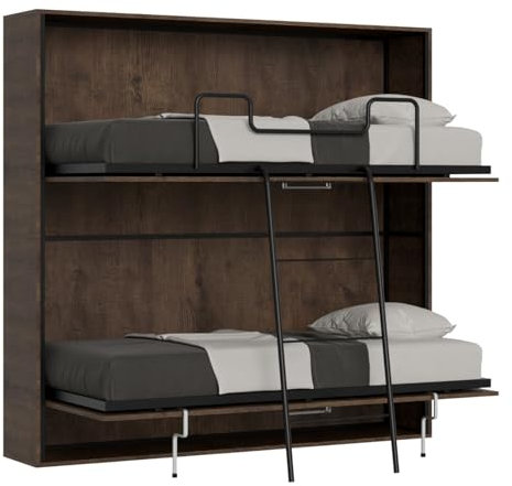 Decor Space Letto Firenze doppio a scomparsa, in legno, con apertura orizzontale, per camera da letto (Con materasso, Noce)