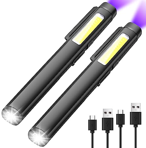 WholeFire Mini UV Schwarzlicht Taschenlampe, 800 Lumen hohe Helligkeit LED-Stift-Taschenlampe mit 365 nm UV Schwarzlicht 4 Modi mit Cob-Licht, Magnet, ideal für Camping, Arbeit und Outdoor-Wartung