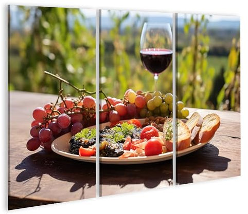 islandburner Bild auf Leinwand Bruschetta Platter Aufgestellt Esstisch Weinreben Küchenbild für Küche Bilder Wandbilder Poster