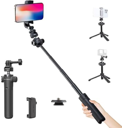 PGYTECH CapLock Verlängerungsstange Stativ mit Handy-Clip für DJI OSMO Action, Gopro Hero, OSMO Pocket, für Insta, XiaoYi, Feiyu Action Kameras mit 1/4-20 Gewindeadapter