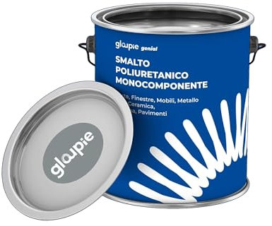 GLOUPIE GENIAL Smalto Poliuretanico Monocomponente Ad Acqua Per Protezione E Decorazione Di Interni Ed Esterni, Piombo Opaco, Confezione 0,75 Lt, Made In Italy