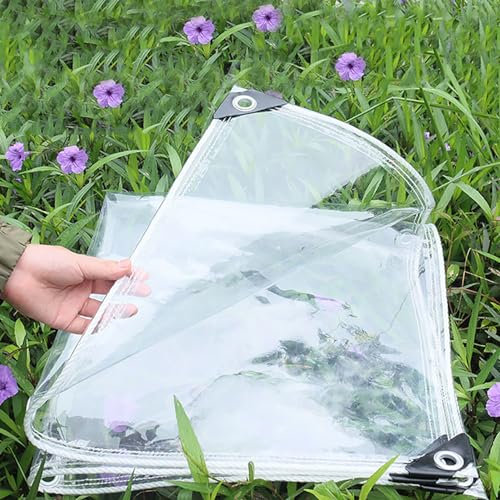 Transparent Tarpaulin with Eyelets Clear Tarpaulin Weatherproof PVC Material Tarpaulin for Garden Furniture, Pavilions, Greenhouse, Terraces, Roof, Grill, Plant Roof (1.5x3m/4.92x9.84ft)