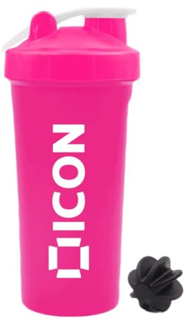 ICON Nutrition Classic Protein Shaker Bottle - 700ml, Made with BPA-Free Plastic, Leak-Proof Protein Shaker, Secure Lid and Mixing Ball, Ideal for Gym, Fitness, and Sports Protein Drink (Pink)