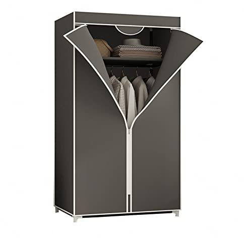Kleiderschrank aus Segeltuch, tragbare Kleiderschrankregale mit Kleiderstange, Regale, Stoffbezug, Aufbewahrungsorganisator für Kleiderschränke, Grau-155 x 90 x 45