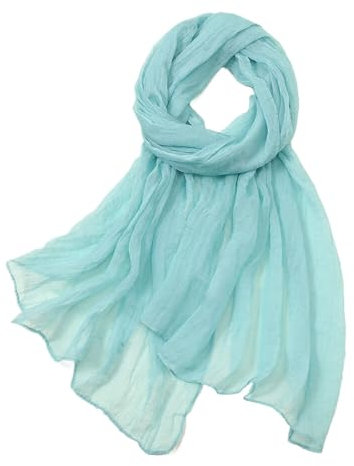 MIATCENRT Chiffon-Schals Für Damen – Einfarbig, Dünn, Leicht, Seidenschal Für Damen, Übergroßes Chiffon-Strandtuch, Wickelschal Für Bikini-Badeanzug, Sonnenschutzschal, Hellblau, 70 X 170 Cm