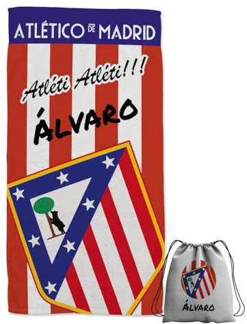 ZPUBLI+ Toalla Playa de Fútbol Personalizada (ATL. Madrid 4, 100X50)