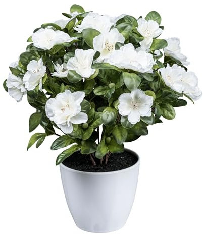 Pianta artificiale azalea bianca - 32 cm - Piante artificiali da interno - Azalea contraffatta - Arte Azalea