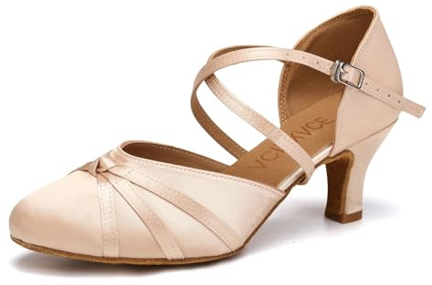 VCIXXVCE Dambalsal latin dansskor stängda tår | Satin latin salsa tango moderna standard dansskor 6 cm klack