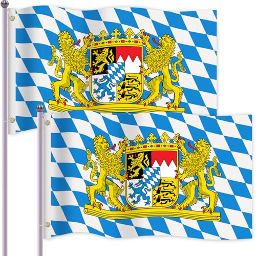 JUNEBRUSHS 2 Bayern Flaggen 90 x 150 cm Oktoberfest Festival Flagge Indoor und Outdoor Oktoberfest Deko in Bayern, Deutschland