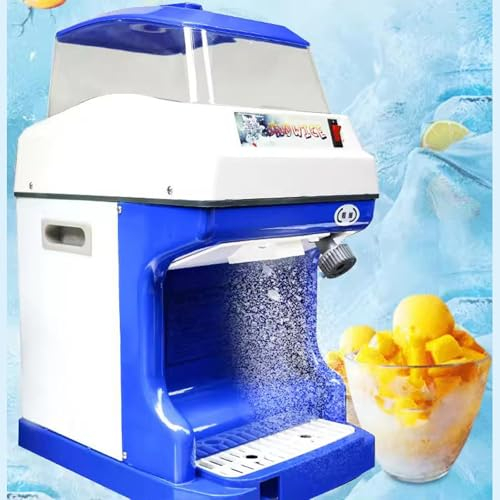 guoyjmm 250W Commercial Ice Crusher, Shaved Ice Machine, Electric Snow Cone Maker Machine, Thickness Adjustable, Rotate Speed & Strong Power, Prevent Splash, for Parties Bar Use