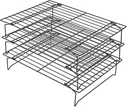 YQYBF Grill, 3 Tier Stainless Steel Cooling Grate Baking Grate Nonstick Cooking Grill Tray Baking Rack for Bread Biscuits Cake Pizza,Silver