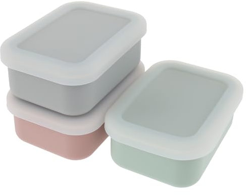 BUTORY 3 Pcs Silicone Snack Containers for Kids, Leak Proof Toddler Snack Containers, Nack Pots with Lids, Easy Open Snack Box, Food Storage Containers for Puree Yogurt Soup Baby Food Storage