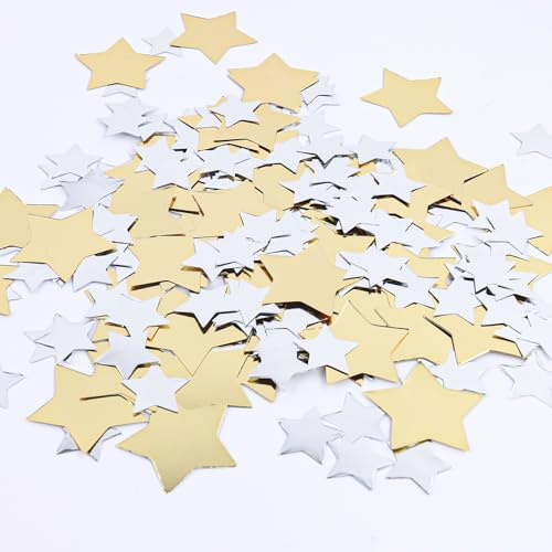 Streudeko Weihnachten Konfetti Gold Silber Sterne Deko, Glitzer Sterne Konfetti Weihnachten, Sterne Confetti Tischdeko Weihnachten, Sterne Streudeko für Weihnachten, Geburtstag, Hochzeit, Silvester