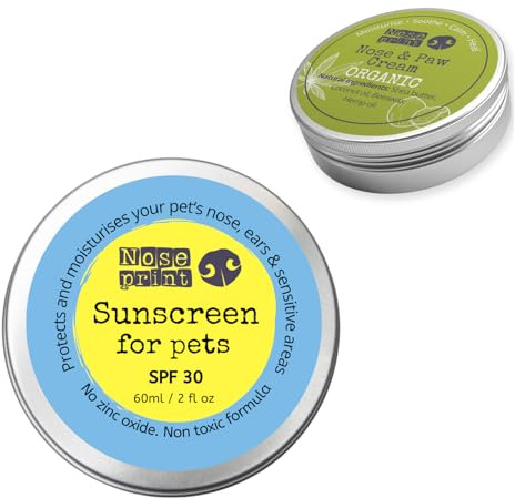 LSF 30 Sonnenschutzbalsam für Haustiere, 60 ml in Dose, feuchtigkeitsspendender Sonnenschutz für Hunde und Katzen, ungiftige Formel, Hunde-Nasenbalsam, Hundepfotenbalsam (Bündel LSF 30 +