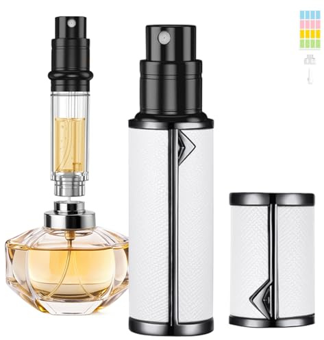 JOOMOKO Perfume Atomiser, Perfume Travel Bottle, 5ML Atomiser Spray Bottle Portable Perfume Dispenser Easy to Refill Cologne Dispenser for Women and Men(WHITE)