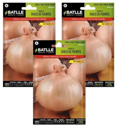 Semillas Cebolla Dulce de Fuente Pack 3 unidades | Bulbos de forma globosa con túnicas blancas y exteriormente de color amarillento | Precocidad media, muy voluminosa, dulce y conservación aceptable.