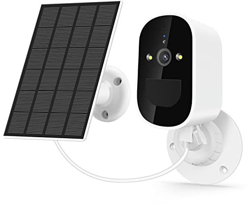 HPHPH Camera Surveillance, Caméra Solaire sans Fil caméra de sécurité CCTV caméra IP Audio Full HD 1080P extérieure avec caméra à Batterie Rechargeable 6000mAh,Sécurité, Antivol(1080P Add 32GB Card)