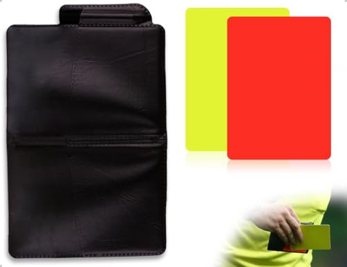 Emezddo Set cartellini Arbitro Calcio, cartellini Arbitro Rossi e Gialli in PVC,cartellini di Avvertimento e di espulsione Calcio con Accessori Penna e Borsa,Libretti segnapunti,per Partite di Calcio