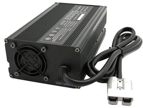 HYDTGZ Chargeur de Batterie 48 Volts 48 V 15 A Chargeurs de Batteries au Plomb Acide avec Prise Anderson 50 A pour Voiturette de Golf, Chariot Élévateur, Autolaveuse, Bateau,Noir