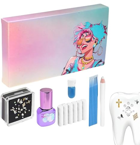 Tooth Gem Kit, set di gemme dentali, decorazione Krystal per denti | ornamenti staccabili, per denti con colla, per feste Daliy, per la vita dei denti