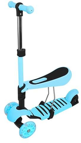 Roller Kinder Scooter 5 in 1 Kinderroller ab 2 Jahre bis zu 50 kg mit Klappbar Sitz &LED Räder, Höhenverstellbarer, Faltbar Tretroller Dreirad Roller für Kleinkinder Jungen Mädchen