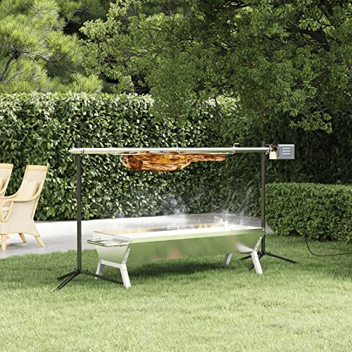 Snsowed Barbacoa automática con Motor Acero Inoxidable 150x46,5x82,5 cm, Barbacoa Carbon, Ahumador Barbacoa, Parrilla De La Barbacoa, Barbacoa Carbon Y Leña