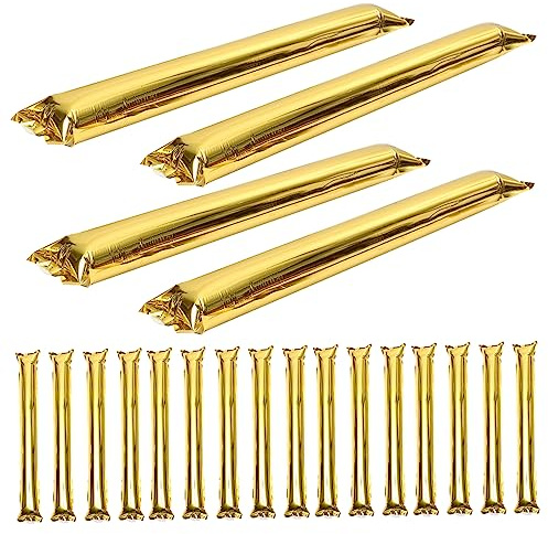 PartyKindom 24 Pcs Inflatable Thunder Sticks Noise Makers Gold Cheering Clapper Sticks for Concerts Sports Events Parties Lightweight Material Portable Celebration Accessories