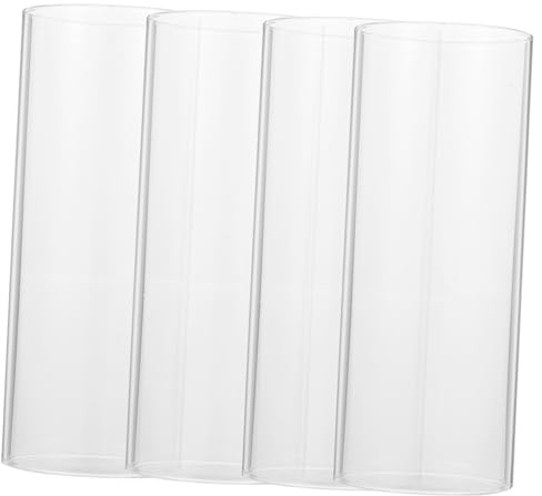 ROMISBABA 4 pezzi Paralume Cilindrico in Vetro Borosilicato Trasparente Copricandela Antivento per Decorazioni Feste e Casa