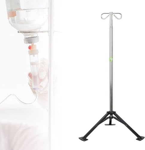 Supporto per Infusione, supporto per flebo in acciaio inossidabile, supporto per flebo regolabile in altezza con treppiede, supporto pieghevole per infusione per anziani, assistenza domiciliare